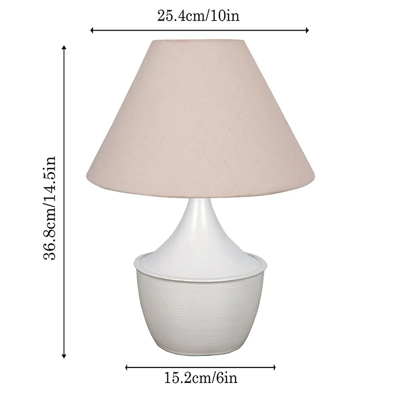 Obliqe Metal Table Lamp - White,Beige media 5
