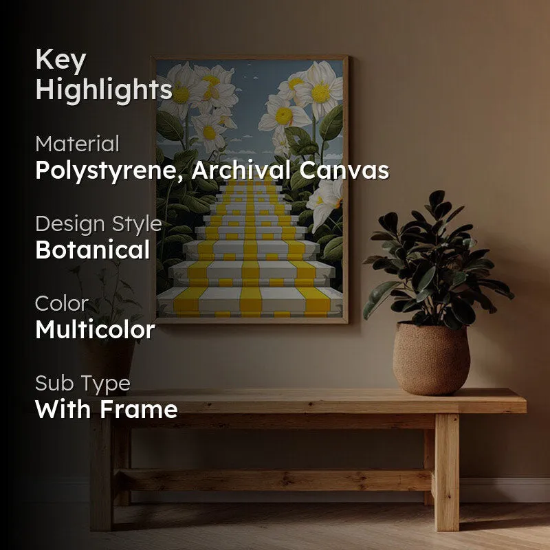 Stairway Of Flowers Wall Art - Natural Brown Frame media 2