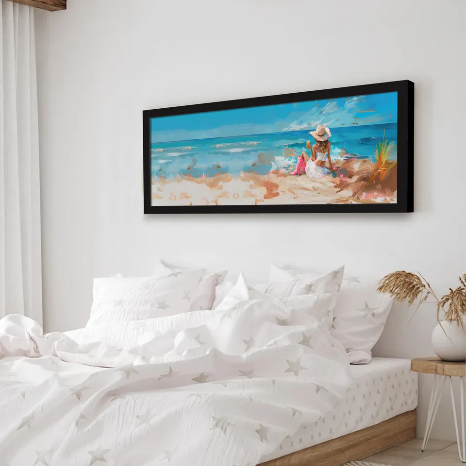 Solarae Summer Beach Wall Painting With Frame media 4