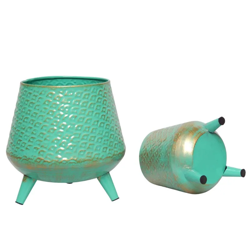 Claro Metal Planter (Green) - Set Of Two media 3