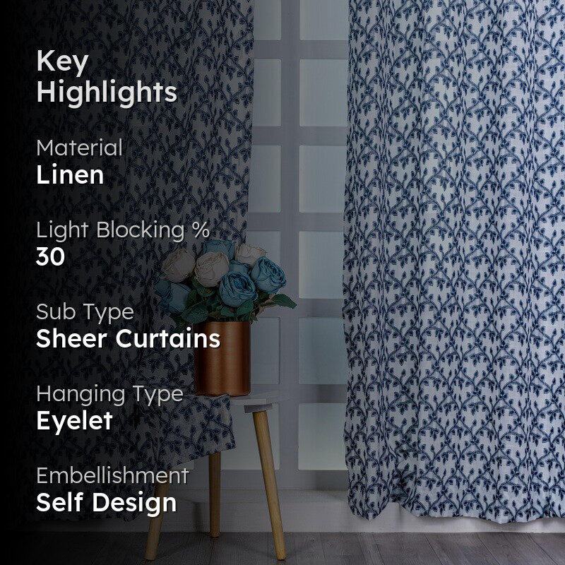 Avyra Modern Floral Curtain - Set Of Two media 2