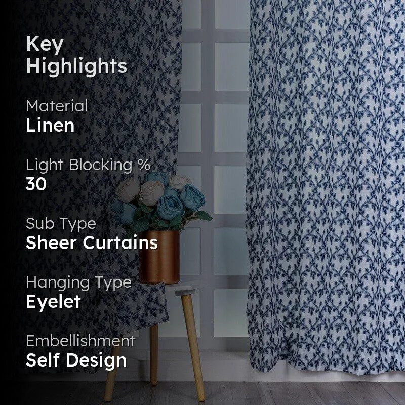 Avyra Modern Floral Curtain - Set Of Two media 2