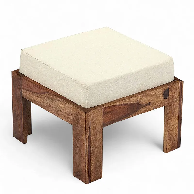 Evrino Sheesham Wooden Center Table with Stools and Cushions (Brown,White) - Nine Piece Set media 8