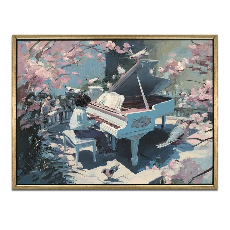 Floral Piano Canvas Wall Painting With Frame media 3