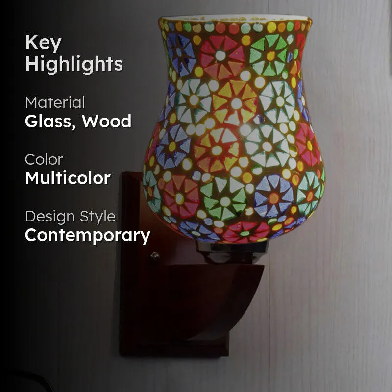 NovaHaven Mosaic Wooden Wall Lamp media 2