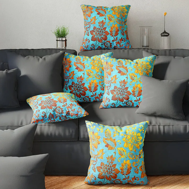Aurum Fleur Printed Cushion Cover Set - Set Of Five media 1