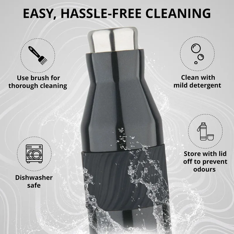 Bergner Walking Grip And Go Thermosteel Hot And Cold Flask (Black) - 600 mL media 5