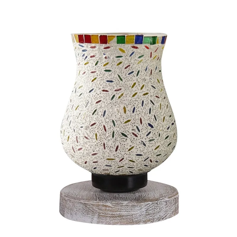 Glowvia Mosaic Glass Table Lamp With Wooden Base - Multicolor media 5