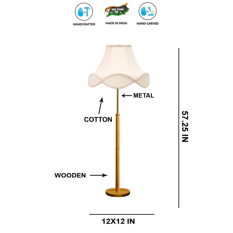 Stone Base Wooden Floor Lamp - White media 8