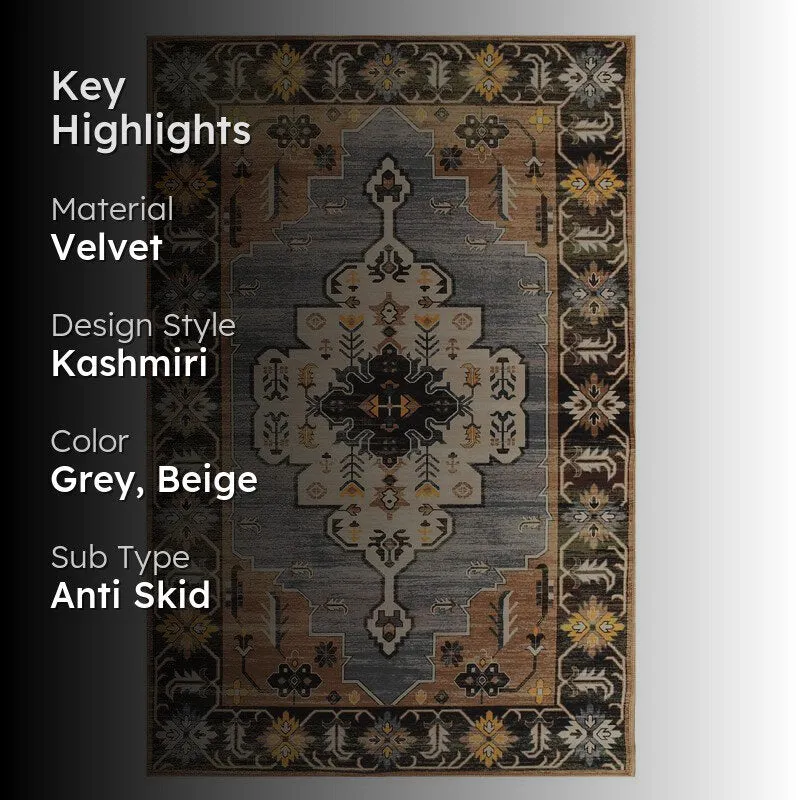 Royal Aria Velvet Rectangle Anti-Skid Carpet media 2