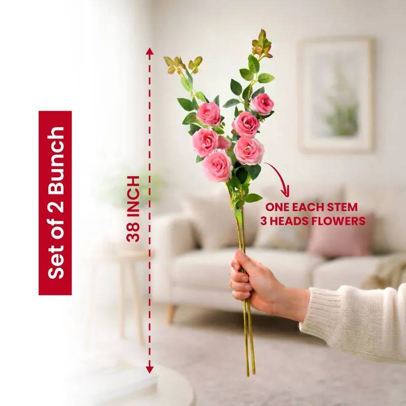 Roselle Charm Plastic Artificial Flower - Set Of Two media 9