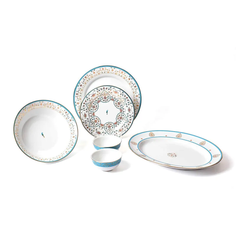 Gilded Mavi 24k Gold Brushed Porcelain Dinner Set - 21 Piece Set media 4