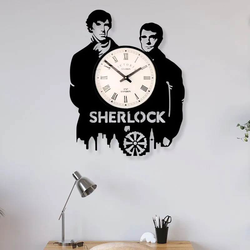 Sherlock Steel Analog Wall Clock - Black media 1
