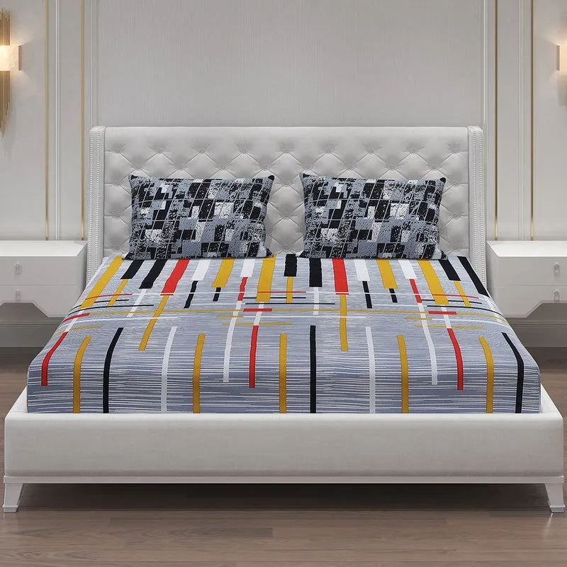 Monte Carlo Flow Stripe Cotton Bedsheet (Grey) - 104 TC media 3