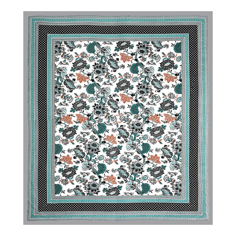 Gulab-E-Gulzaar Cotton Bedsheet (Ice Blue) - 144 TC media 7