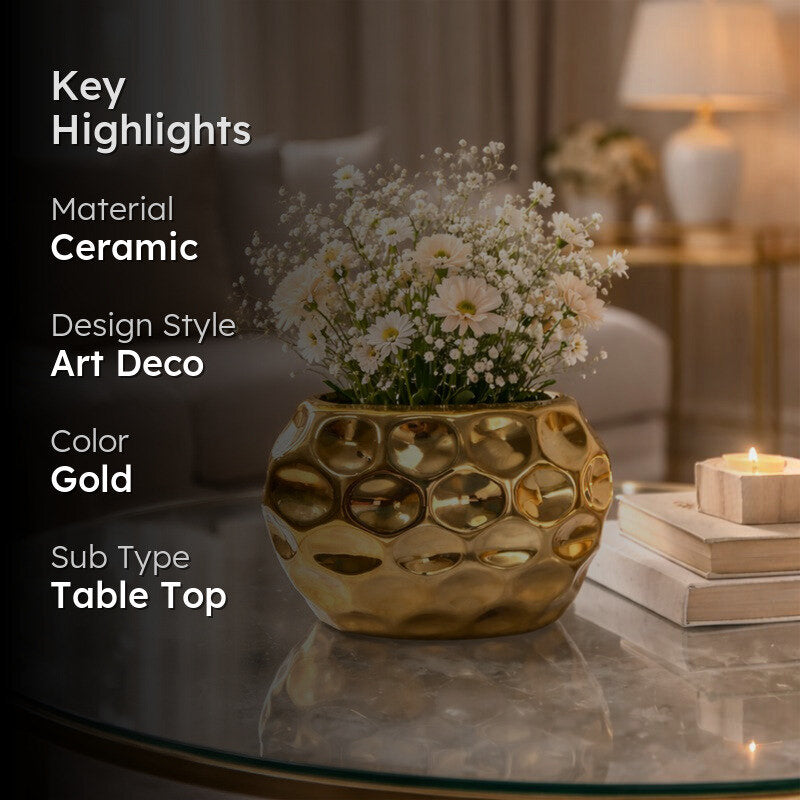 Pureva Ceramic Vase - Gold media 2