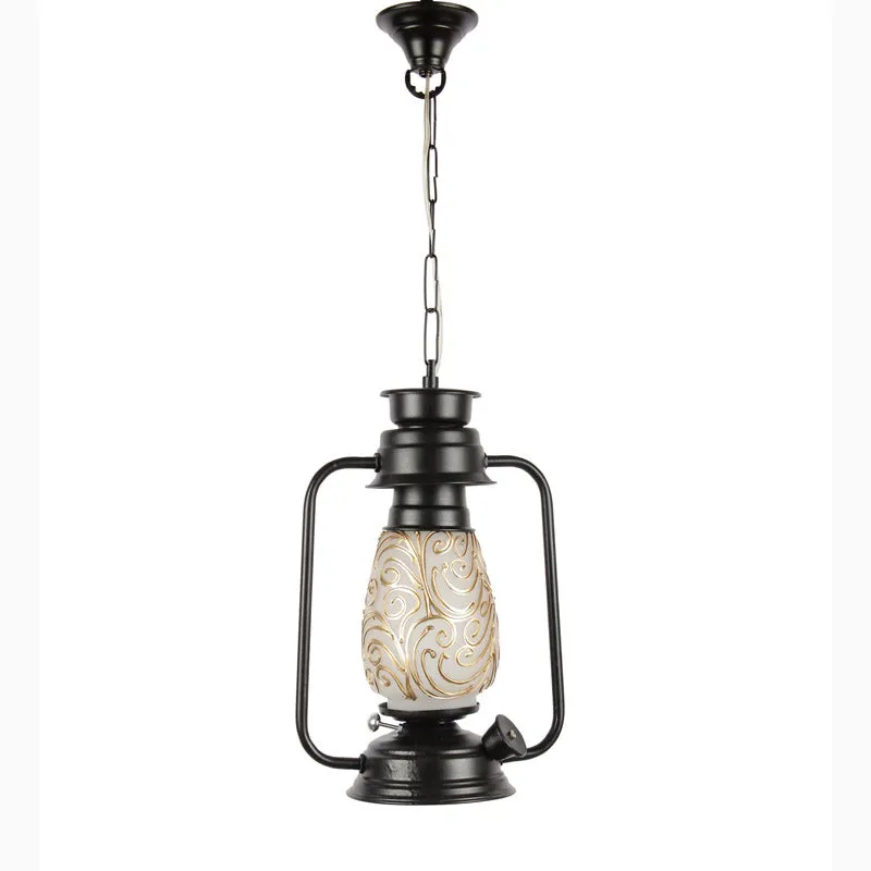 Saagar Mosaic Lantern Glass Ceiling Lamp - Black media 5