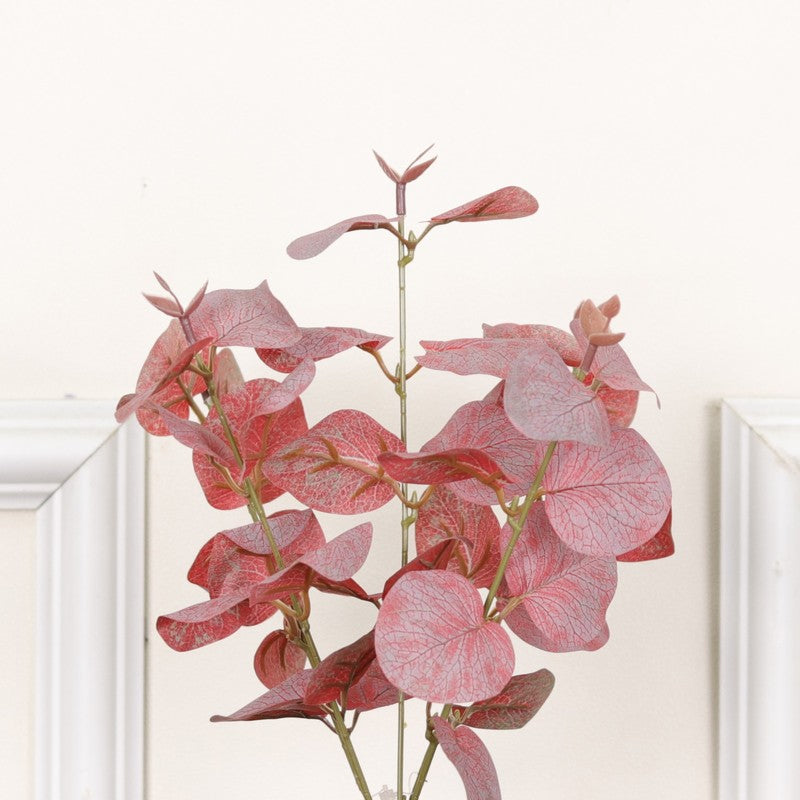 Artificial Eucalyptus Plant With Black Fiber Pot (Pink) - 1 Feet media 6