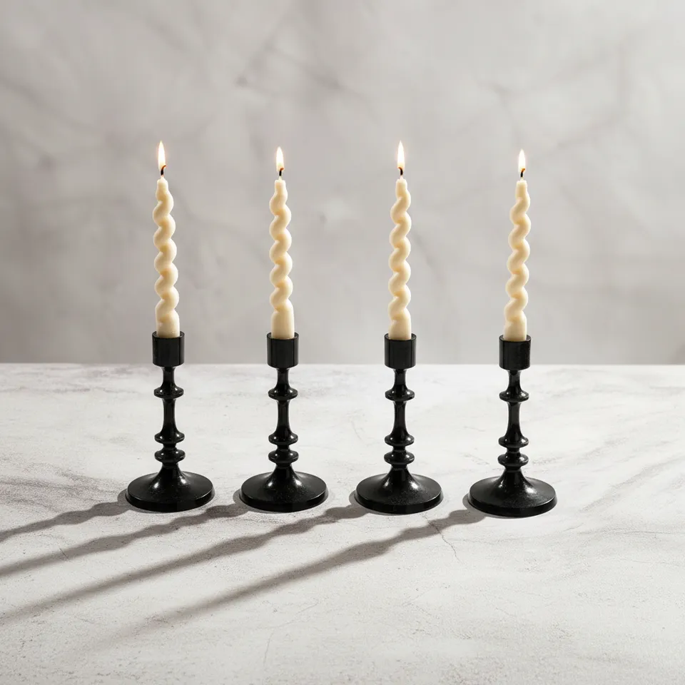 Elegant Spiral Soy Wax Taper Candles - Set of 4 in Cinnamon Roll Scented media 1