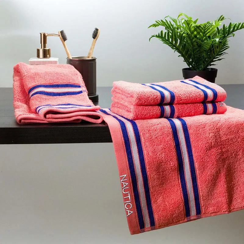 Nautica Dove Dual Down Cotton Hand Towel (Coral) - Set Of Four media 1