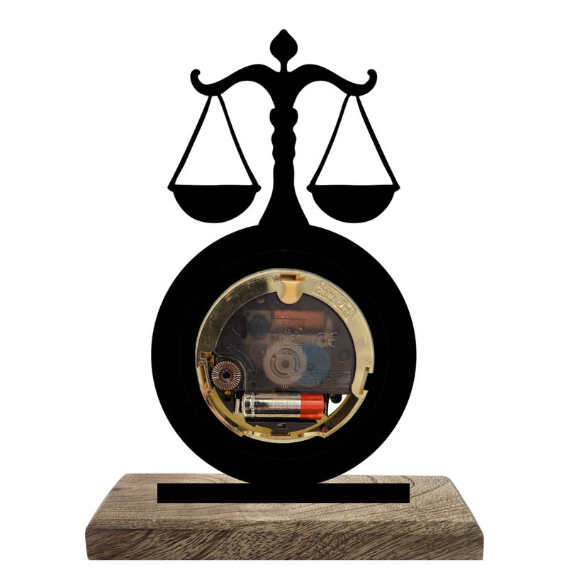 Scales Of Eternity Iron & Mango Wood Table Clock media 4