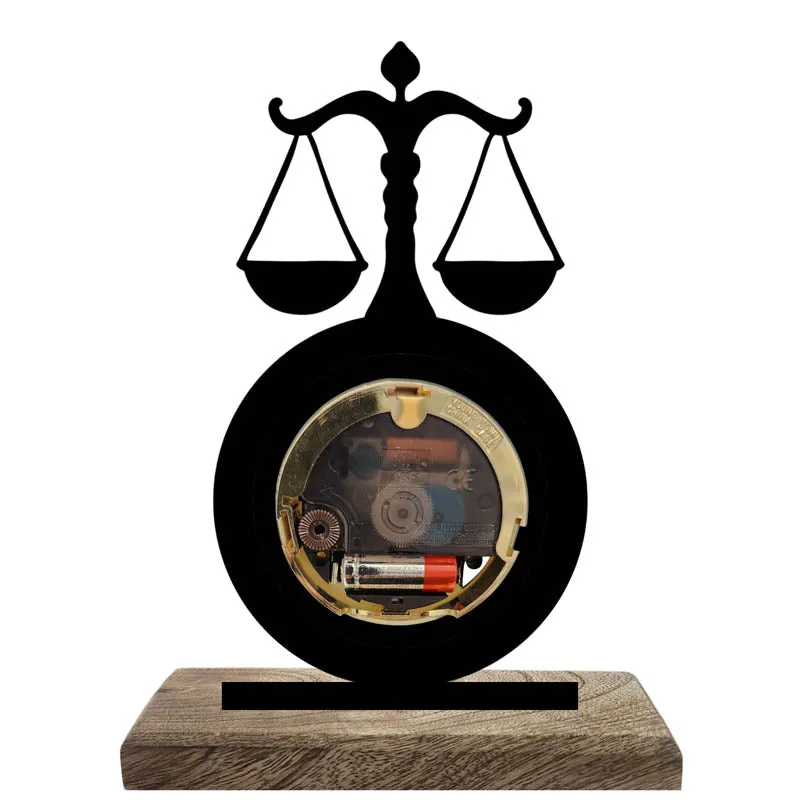 Scales Of Eternity Iron & Mango Wood Table Clock media 4