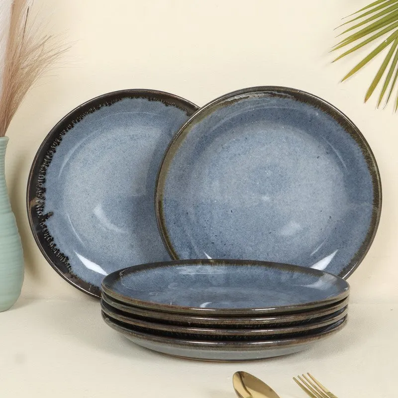 Ceramic Dinner Plates (Denim Blue) - Set Of Six media 1