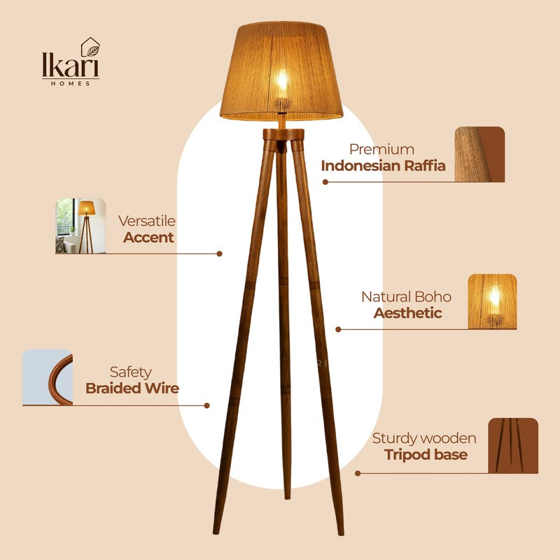 Nordic Tripod Acacia Wood Floor Lamp media 7