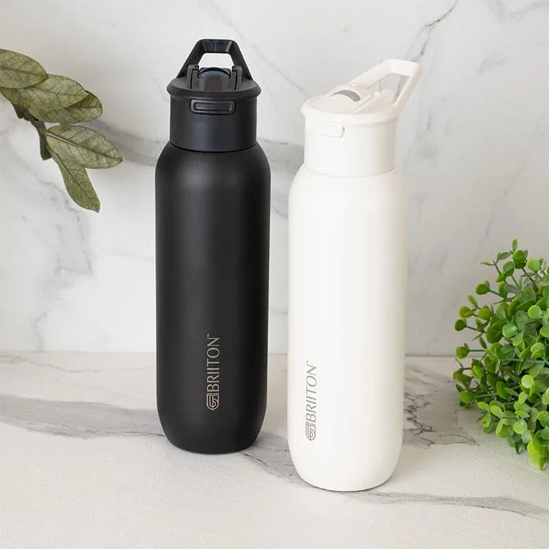 Sleek Sip Hot & Cold Thermos Water Bottle (Black & White, 630 mL Each) - Set Of Two media 1