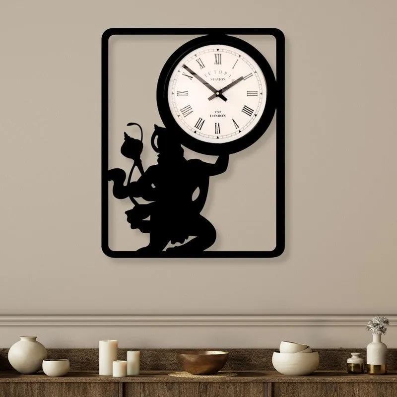 Jai Hanuman Steel Analog Wall Clock - Black media 1