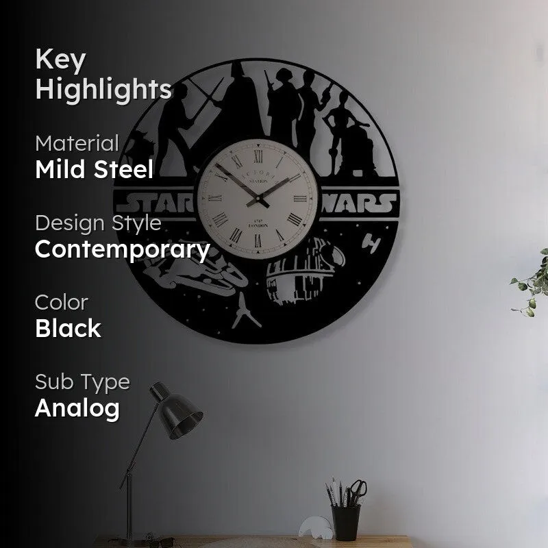 Orbion Steel Analog Wall Clock - Black media 2