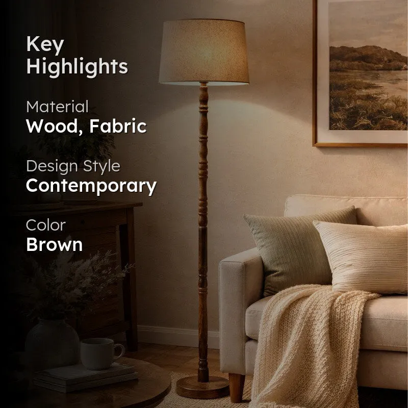 Heritage Turned Wooden Floor Lamp - Brown media 2