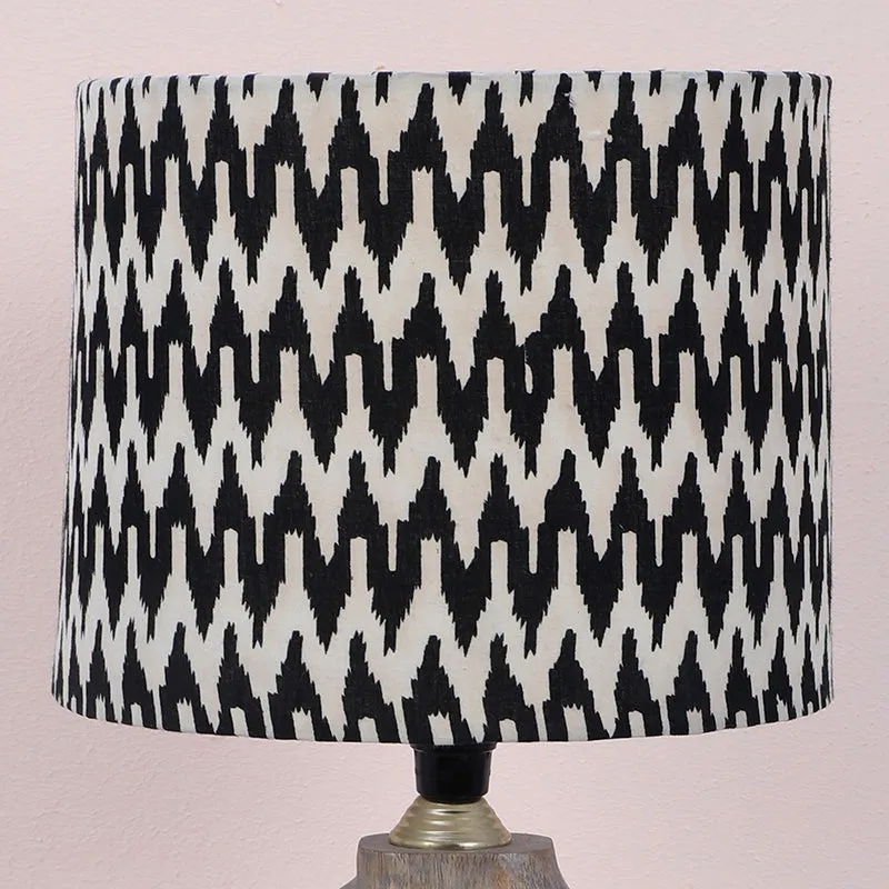 Chevronic Hewn Printed Mango Wood Table Lamp - Black, White media 3