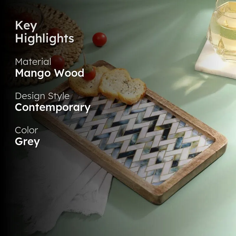 Imara Zig Zag Mangowood Wood Platter media 2