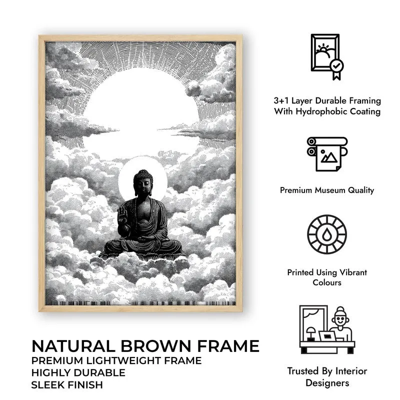 Buddha In Clouded Serenity V Wall Painting With Brown Frame media 9
