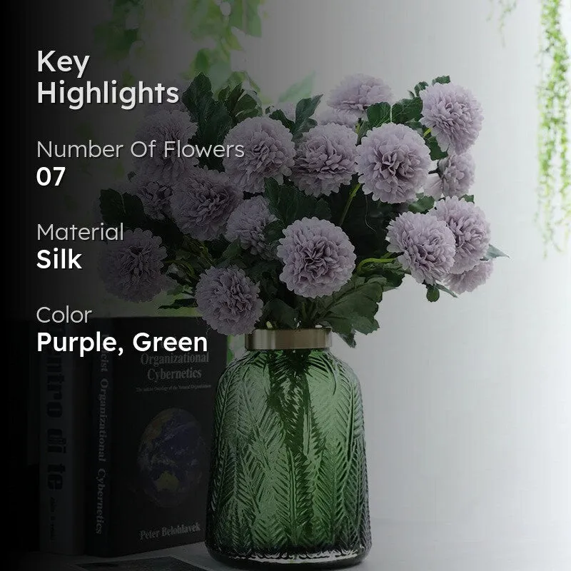 Hortensia Chrysanthemum Silk Floral Stick - Purple media 2