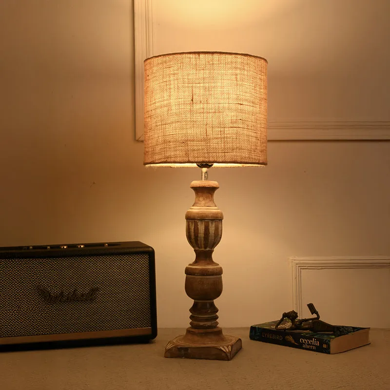 Candela Carve Fabric Table Lamp - Beige media 1
