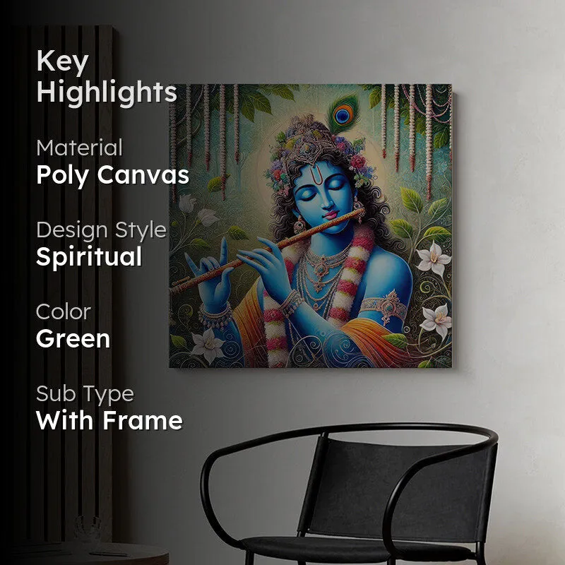Krishna And His Flute Wall Painting media 2