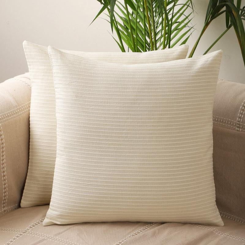 Lost In Lisboa Solid Cotton Cushion Cover (Cream) - Set Of Two media 2