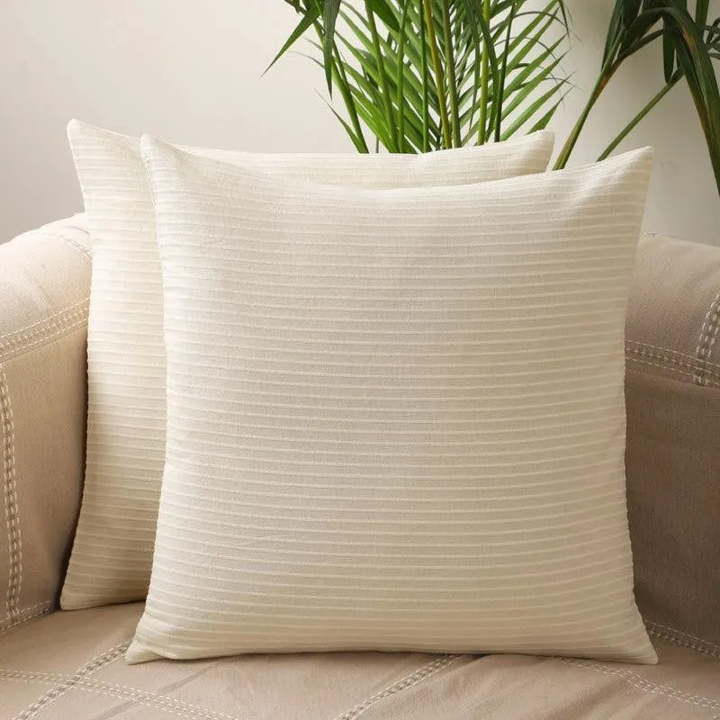 Lost In Lisboa Solid Cotton Cushion Cover (Cream) - Set Of Two media 2