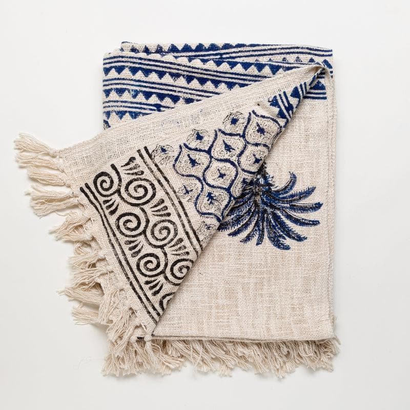 Indigo Palm Tree Handblock Printed Throw media 4