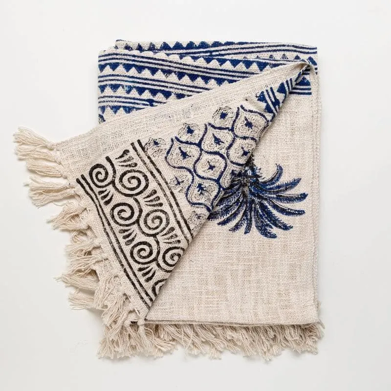 Indigo Palm Tree Handblock Printed Throw media 4