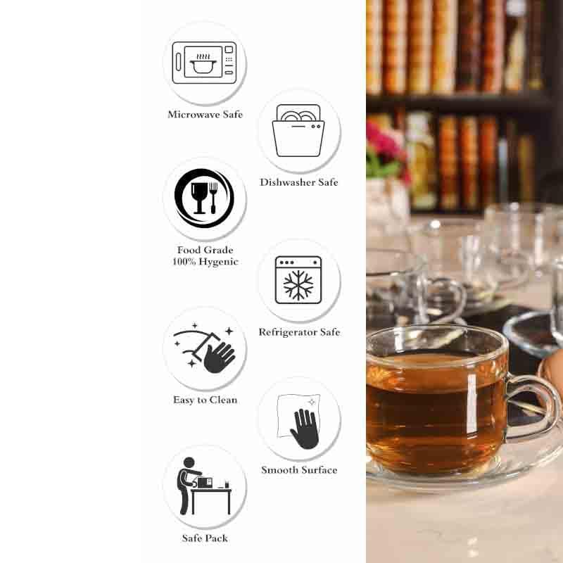 Revvy Glass Cup and saucer (180 mL Each) - Set of Six media 6