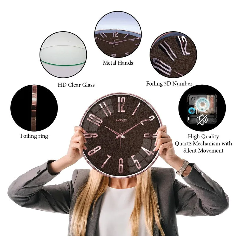 Elite Regal Numeric Plastic Wall Clock - Rose Gold & Brown media 7
