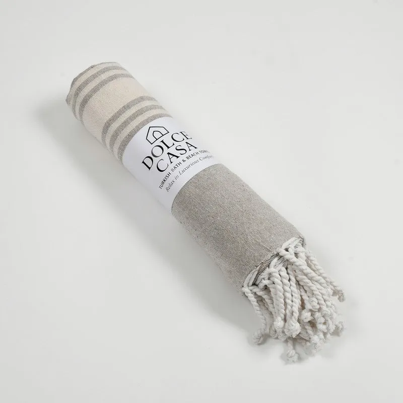 Loomera Striped Cotton Bath Towel - Grey media 4