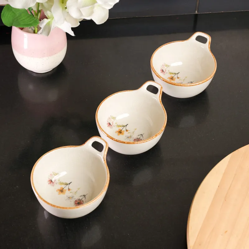 Zyric Rustic Edge Serving Bowl with Handle(300 mL) - Set Of Three media 1