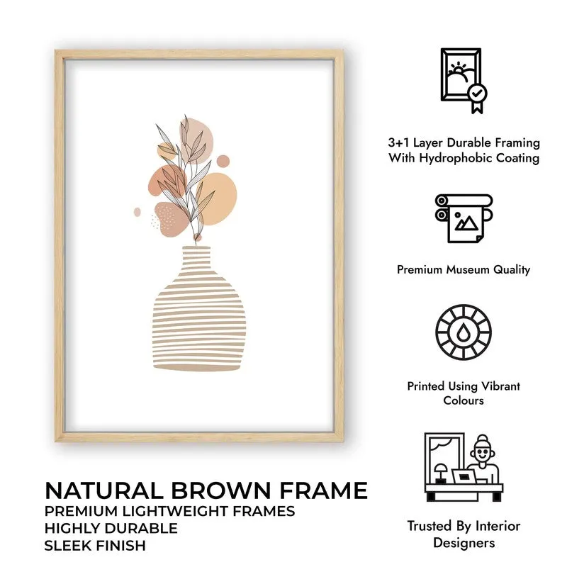 Striped Clay Canvas Wall Painting With Brown Frame media 9