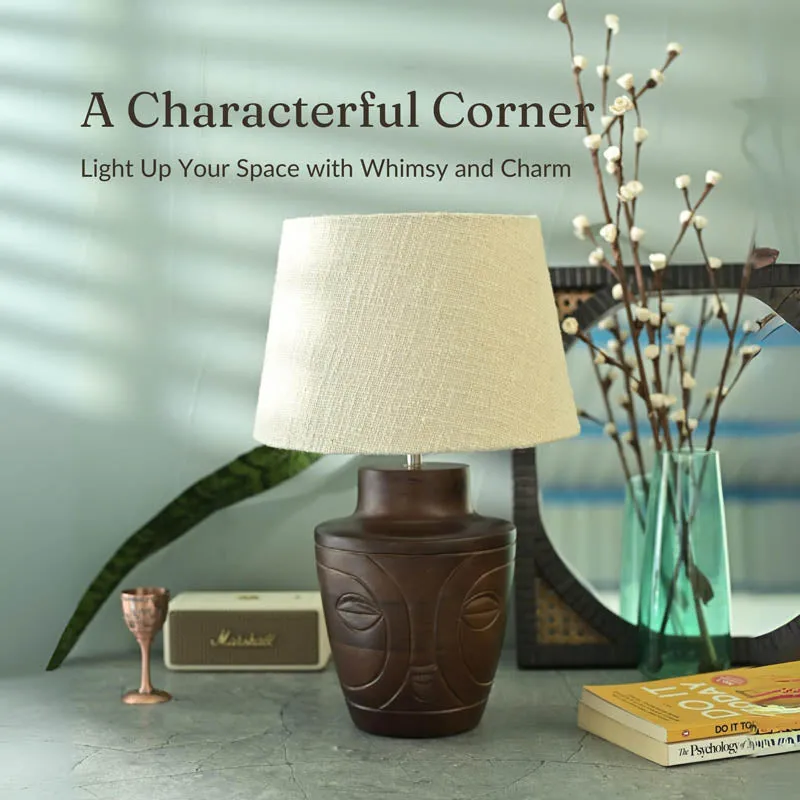 Roma Walnut Wooden Table Lamp - Brown,Beige media 3
