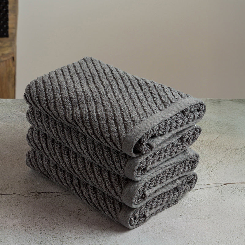 Nautica Riviera Soft Cotton Hand & Face Towel (Dark Grey) - Set Of Four media 4