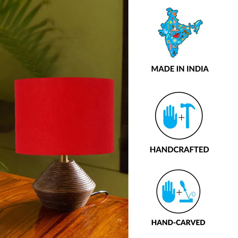 Yami Wooden Table Lamp - Brown,Red media 4